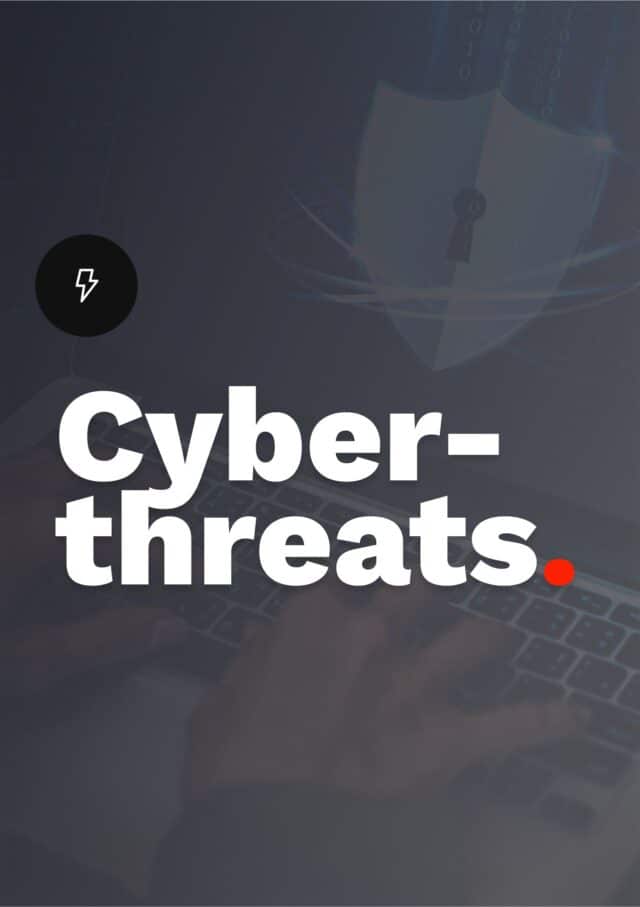 Cover des E-Papers Cyberthreats mit Schriftzug und Tastatur im Hintergrund